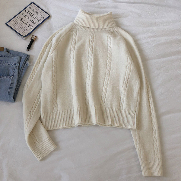 Μοντέρνο γυναικείο πουλόβερ σε τρία χρώματα με κολάρο 