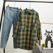 Női lezser hosszú kockás ing, hosszú ujjal és zsebekkel, három színben