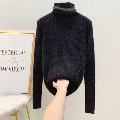 Női pehelypulóver magas gallérral, négy színben