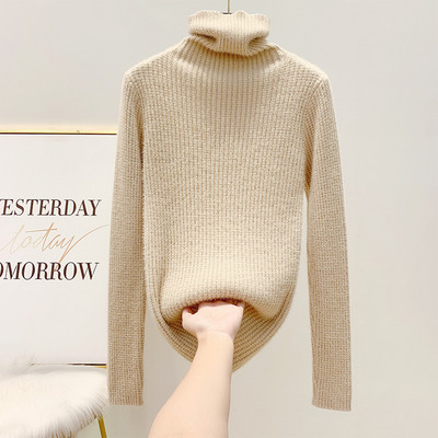 Női pehelypulóver magas gallérral, négy színben