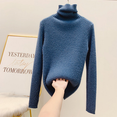 Női pehelypulóver magas gallérral, négy színben