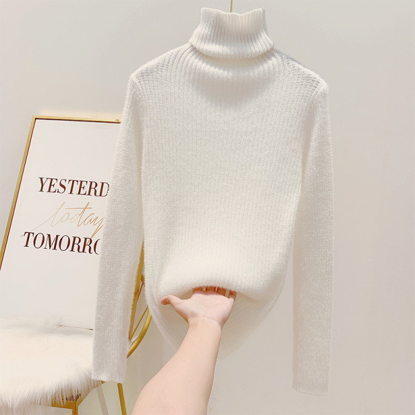 Női pehelypulóver magas gallérral, négy színben