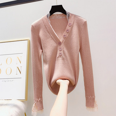 Μοντέρνο γυναικείο πουλόβερ με δαντέλα και κομψό αποτέλεσμα