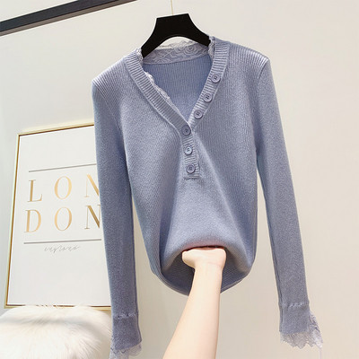 Μοντέρνο γυναικείο πουλόβερ με δαντέλα και κομψό αποτέλεσμα