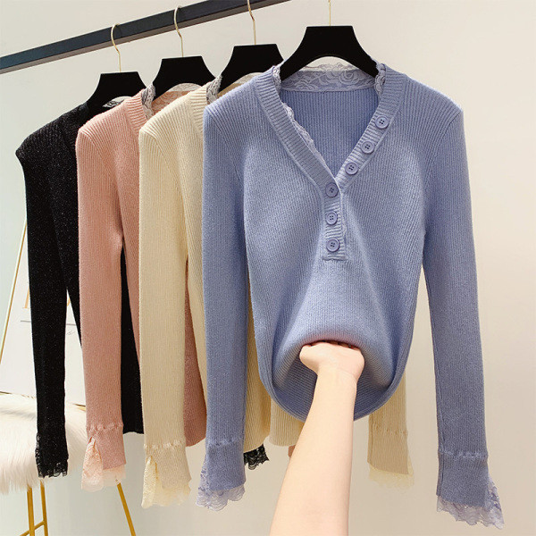 Μοντέρνο γυναικείο πουλόβερ με δαντέλα και κομψό αποτέλεσμα