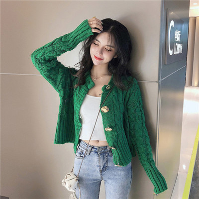 Női őszi gombos mellény fehér és zöld színben