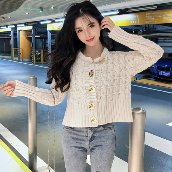 Női őszi gombos mellény fehér és zöld színben