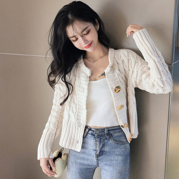 Női őszi gombos mellény fehér és zöld színben