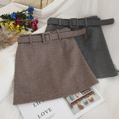 Modern női szoknya négy színben övvel és magas derékkal