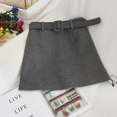 Modern női szoknya négy színben övvel és magas derékkal