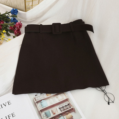 Modern női szoknya négy színben övvel és magas derékkal