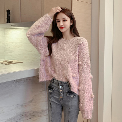 Női pulóver kerek nyakkivágással, többféle színben