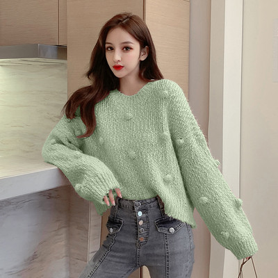 Női pulóver kerek nyakkivágással, többféle színben