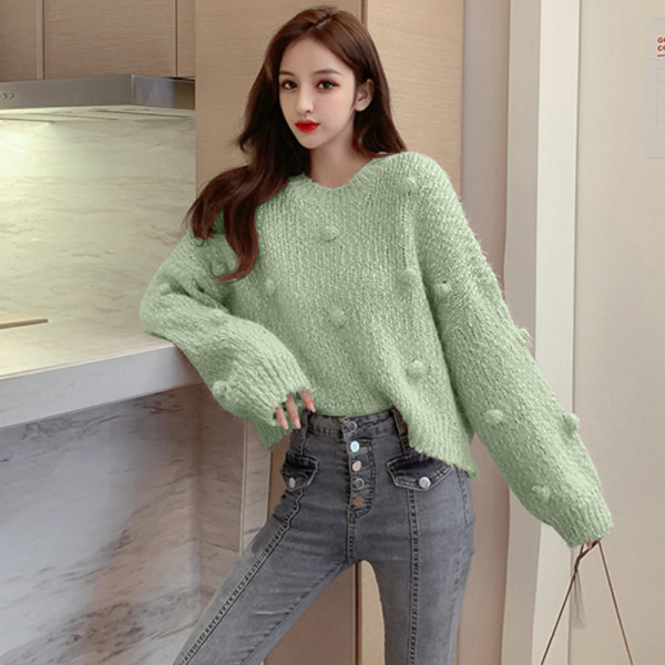 Női pulóver kerek nyakkivágással, többféle színben