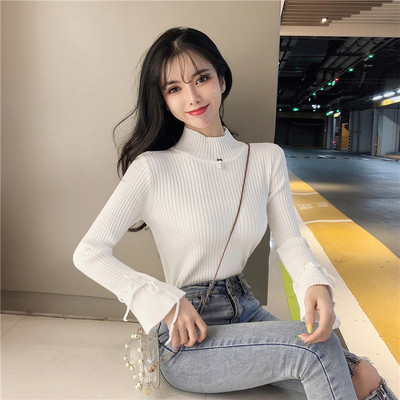 Γυναικείο ριγέ πουλόβερ με μανίκια σε διάφορα χρώματα