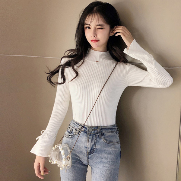 Γυναικείο ριγέ πουλόβερ με μανίκια σε διάφορα χρώματα