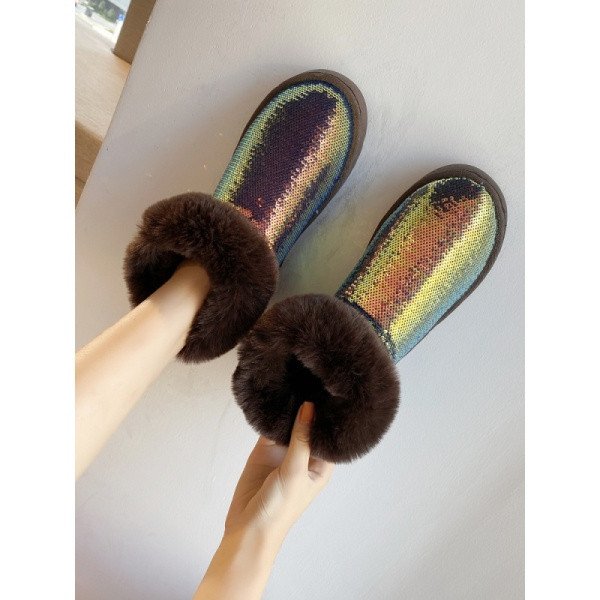 Női alkalmi csizma meleg béléssel és fényes hatással - többféle színben