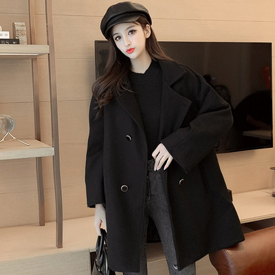 Дамско зимно  палто  широк модел в черен и бял цвят 