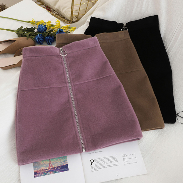 Modern női szoknya három színben cipzárral és magas derékkal