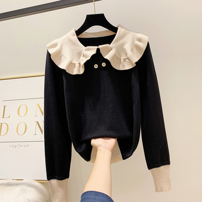 Μοντέρνο γυναικείο πουλόβερ με κολάρο και κουμπιά σε διάφορα χρώματα