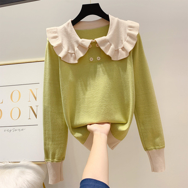 Μοντέρνο γυναικείο πουλόβερ με κολάρο και κουμπιά σε διάφορα χρώματα