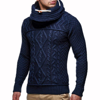 Μοντέρνο ανδρικό πουλόβερ με ψηλό γιακά και μακρύ μανίκι σε τέσσερα χρώματα