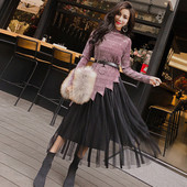 Νέο μοντέλο μοντέρνα γυναικείο φόρεμα με δαντέλα και ζώνη