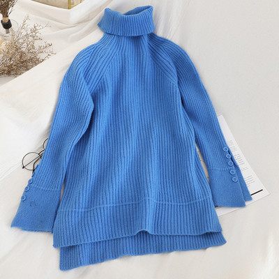 Μοντέρνο γυναικείο πουλόβερ σε διάφορα χρώματα με κουμπιά και κολάρο 