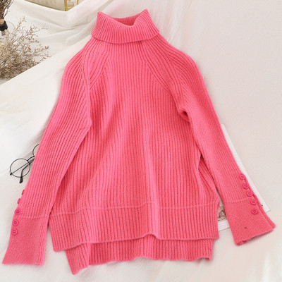 Μοντέρνο γυναικείο πουλόβερ σε διάφορα χρώματα με κουμπιά και κολάρο 