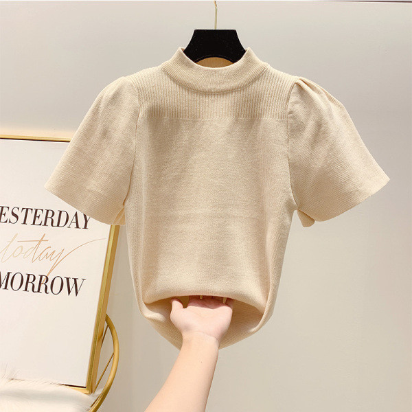 Női pulóver pólógallérral és rövid ujjú négy színben