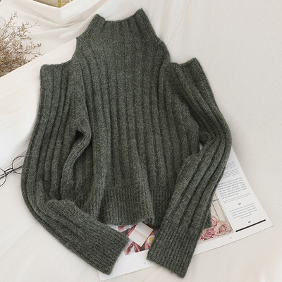 Modern női pulóver négy színben, csupasz váll