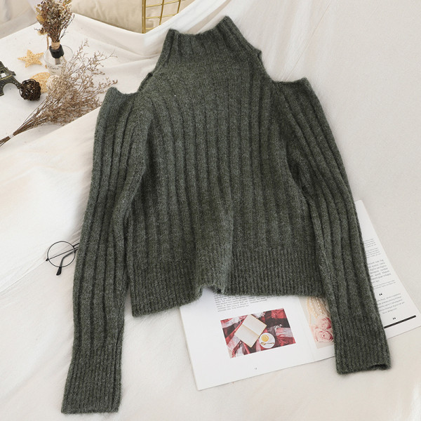 Modern női pulóver négy színben, csupasz váll