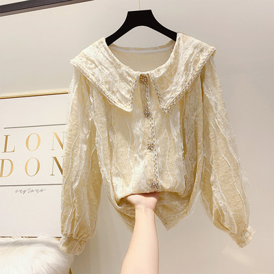 Cămașă elegantă de damă din catifea și dantelă cu pietre în trei culori