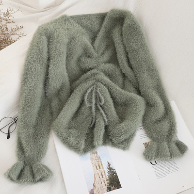 Modern női pulóver több színben nyakkendővel és V-nyakkal