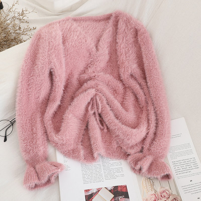 Modern női pulóver több színben nyakkendővel és V-nyakkal