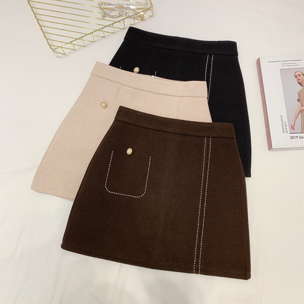 Női szoknya magas derékkal, zsebbel három színben