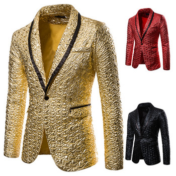 НОВ модел мъжко сако с копче в черен,червен и златист цвят 