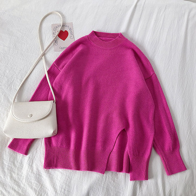 Alkalmi női pulóver ovális nyakkivágással, széles modellel