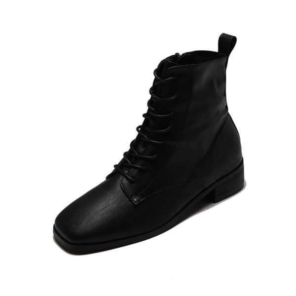 Eko bőrből készült alkalmi női csizma fűzővel és cipzárral