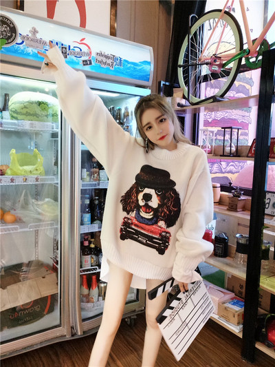 Bluza de iarna dama cu aplicatie colorata alb-negru