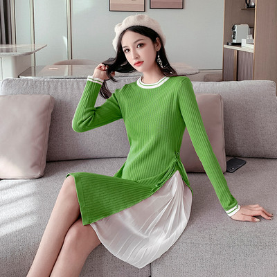 Női ruha hasítékkal, hosszú ujjú három színben