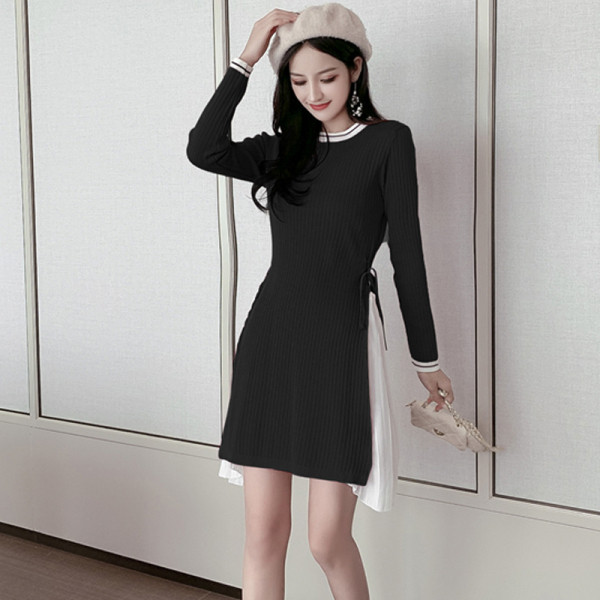 Női ruha hasítékkal, hosszú ujjú három színben