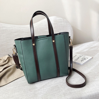 Κομψή γυναικεία έκο δερμάτινη τσάντα με μακρύ και κοντό χερούλι