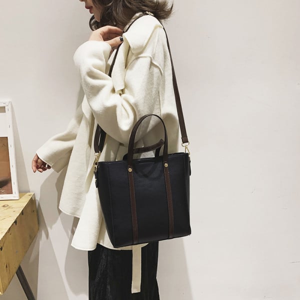 Κομψή γυναικεία έκο δερμάτινη τσάντα με μακρύ και κοντό χερούλι