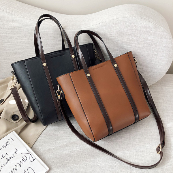 Κομψή γυναικεία έκο δερμάτινη τσάντα με μακρύ και κοντό χερούλι