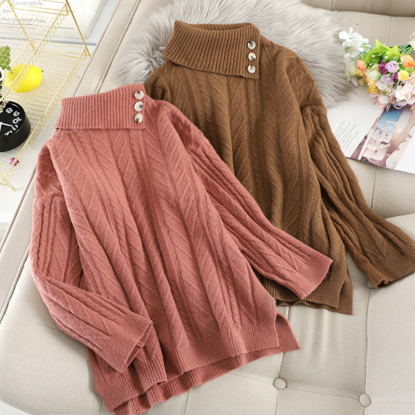 Modern női pulóver gombokkal több színben