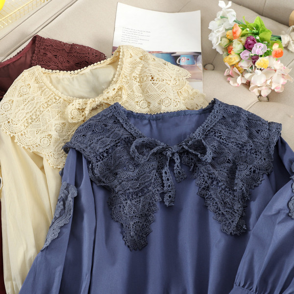 Γυναικείο καρό  πουκάμισο με δαντέλα σε διάφορα χρώματα