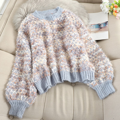 Γυναικείο χνουδοτό πουλόβερ σε τρία χρώματα