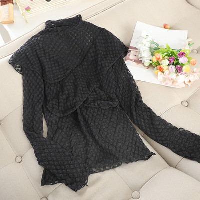 Γυναικεία μπλούζα δαντέλα με κολάρο σε τέσσερα χρώματα