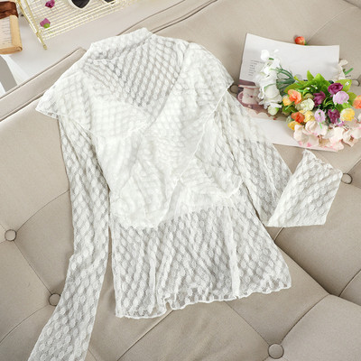 Γυναικεία μπλούζα δαντέλα με κολάρο σε τέσσερα χρώματα